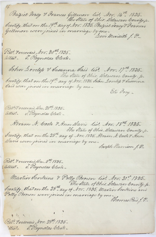 Marriage Records Vol.1 1835-1845 (p. 30)