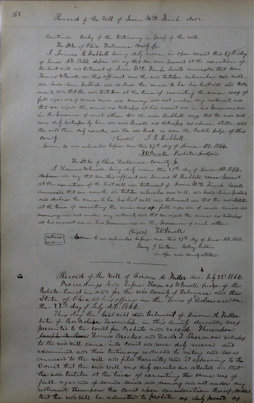 Delaware County Ohio Will Records Vol. 4 1859-1869 (p. 200)