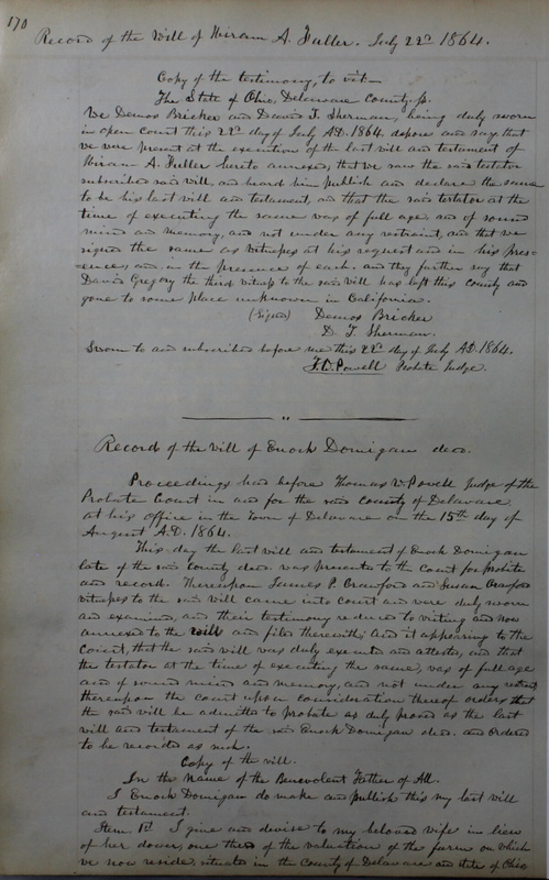 Delaware County Ohio Will Records Vol. 4 1859-1869 (p. 202)