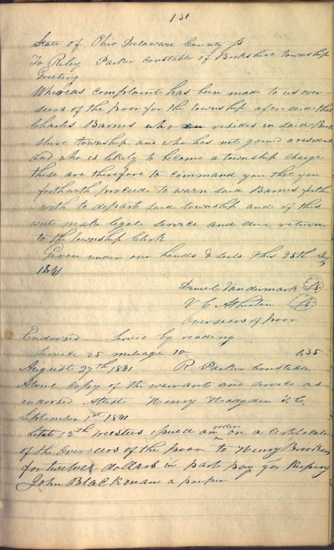 Record Book of Berkshire Township No. 2 1807-1843 (p. 145)