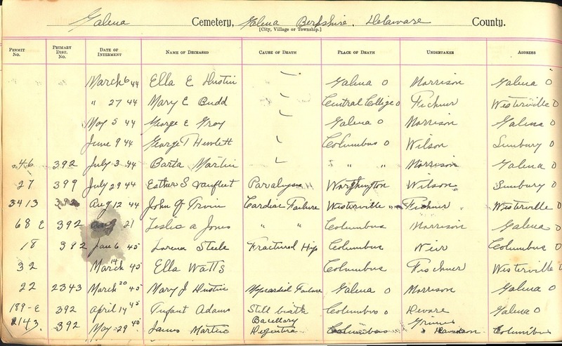 Cemetery Record Galena and Berkshire Cemetery (p. 27)