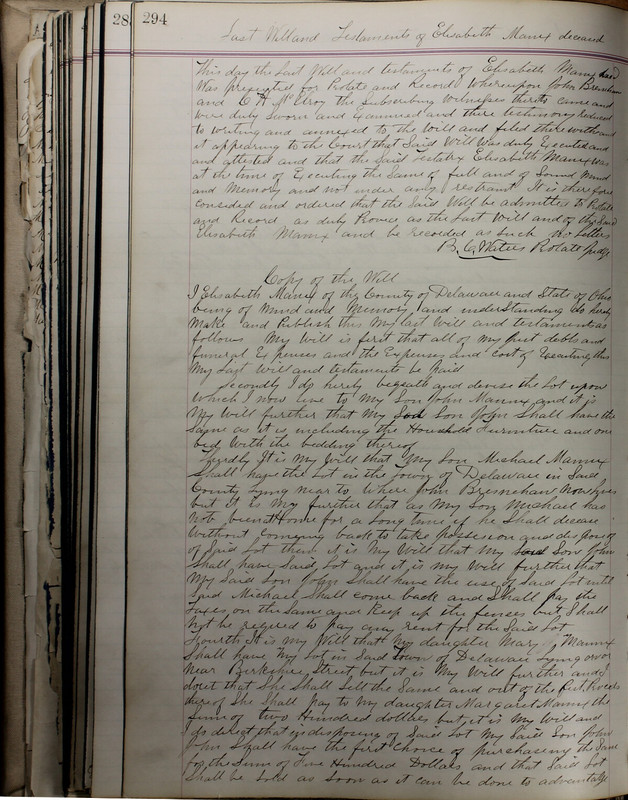 Delaware County Ohio Will Records Vol. 5 1869-1876 (p. 327)