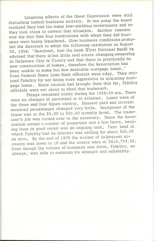 Fidelity Federal Savings and Loan Association 100 Years (p. 12)