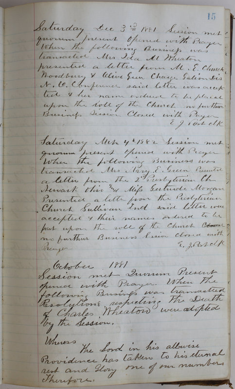 Sessional Records of the 1st Presbyterian Church of Trenton Delaware County Ohio 1873-1937 (p. 19)