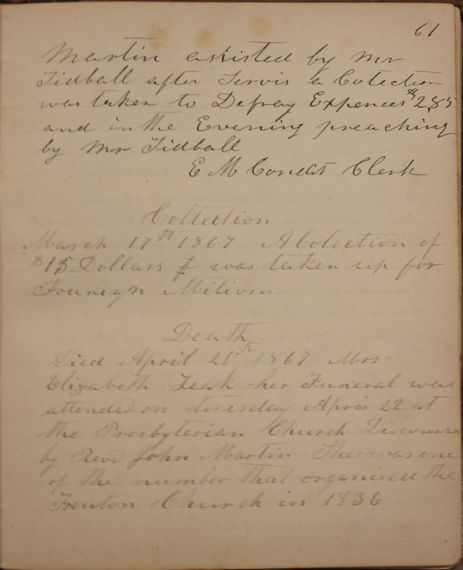 Sessional Records of the 1st Presbyterian Church of Trenton, Delaware Co., Ohio, 1831 (p. 67)