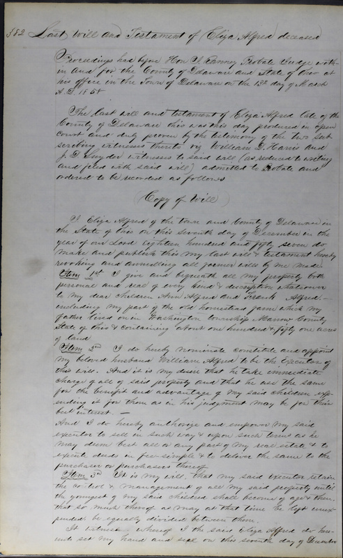 Delaware County Ohio Will Records Vol. 3 1850-1859 (p. 433)