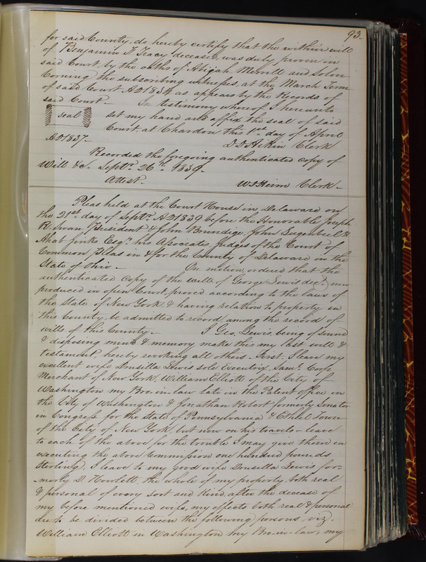 Delaware County Ohio Will Records Vol. 2 1835-1850 (p. 138)