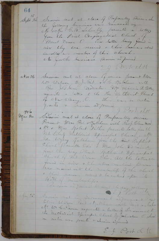 Sessional Records of the 1st Presbyterian Church of Trenton Delaware County Ohio 1873-1937 (p. 68)