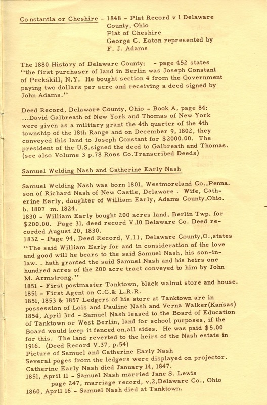 Berlin Township Program of the Delaware County Historical Society (p. 13)