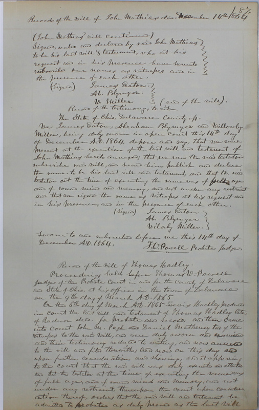 Delaware County Ohio Will Records Vol. 4 1859-1869 (p. 219)