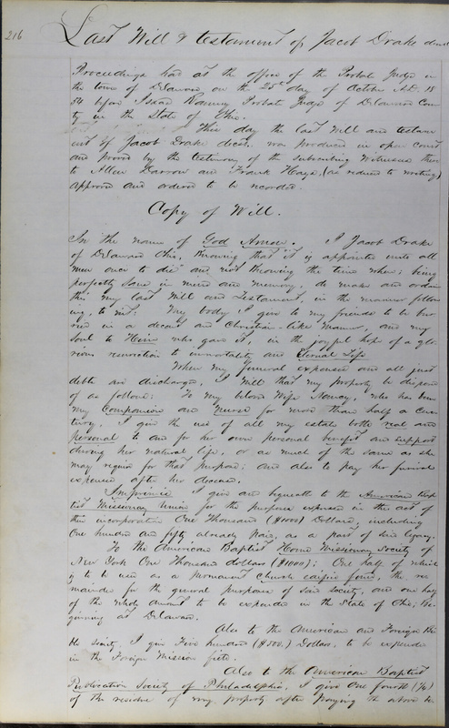 Delaware County Ohio Will Records Vol. 3 1850-1859 (p. 268)