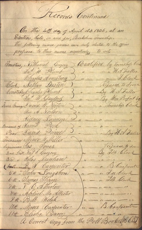 Record Book of Berkshire Township No. 2 1807-1843 (p. 61)