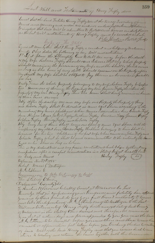 Delaware County Ohio Will Records Vol. 5 1869-1876 (p. 392)