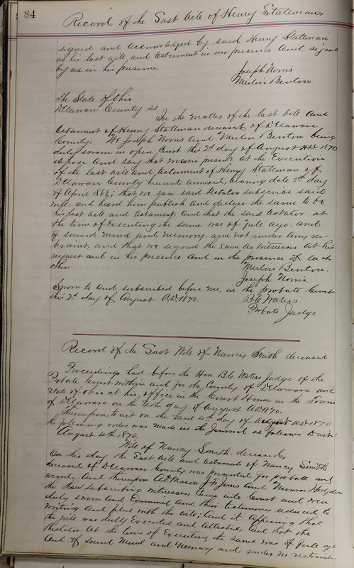 Delaware County Ohio Will Records Vol. 5 1869-1876 (p. 117)