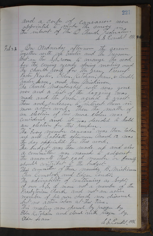 Sessional Records of the 1st Presbyterian Church of Trenton Delaware County Ohio 1873-1937 (p. 209)