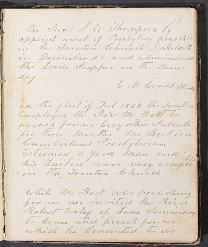 Sessional Records of the 1st Presbyterian Church of Trenton, Delaware Co., Ohio, 1831 (p. 77)