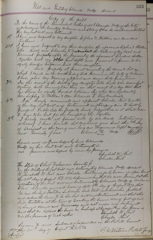 Delaware County Ohio Will Records Vol. 5 1869-1876 (p. 366)