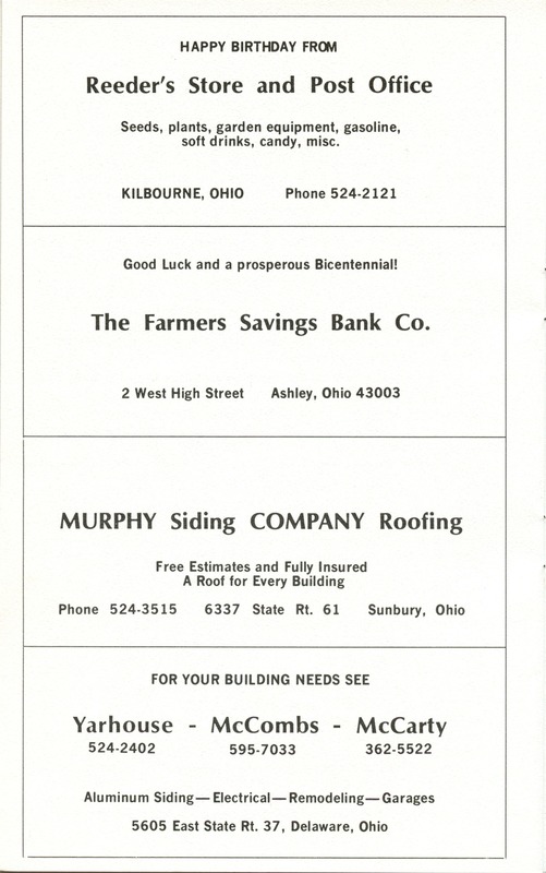 Kilbourne Bicentennial Day Program (p. 19)