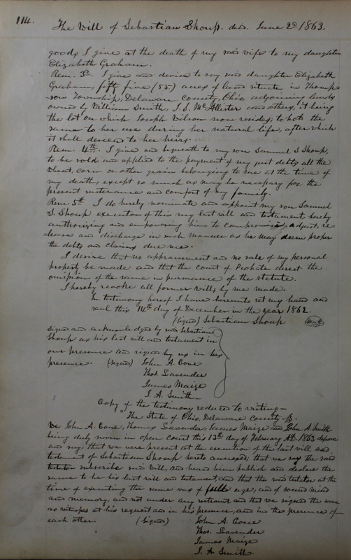 Delaware County Ohio Will Records Vol. 4 1859-1869 (p. 146)