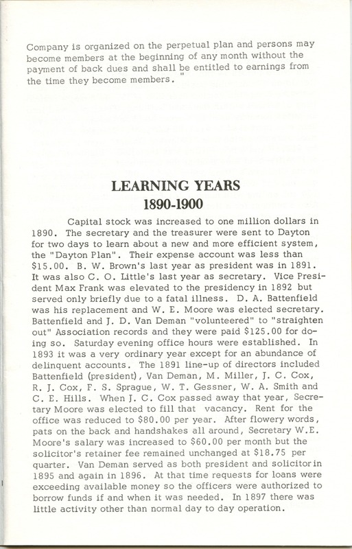 Fidelity Federal Savings and Loan Association 100 Years (p. 6)