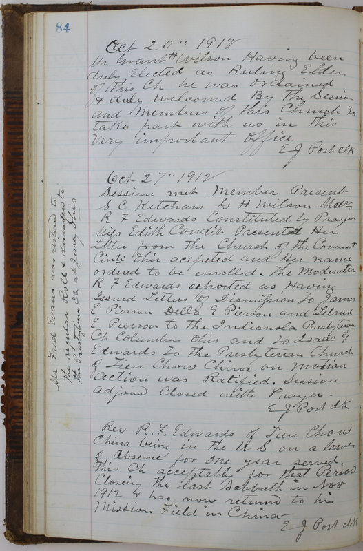 Sessional Records of the 1st Presbyterian Church of Trenton Delaware County Ohio 1873-1937 (p. 88)