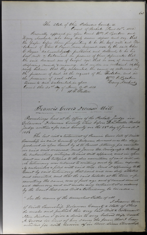 Delaware County Ohio Will Records Vol. 3 1850-1859 (p. 115)