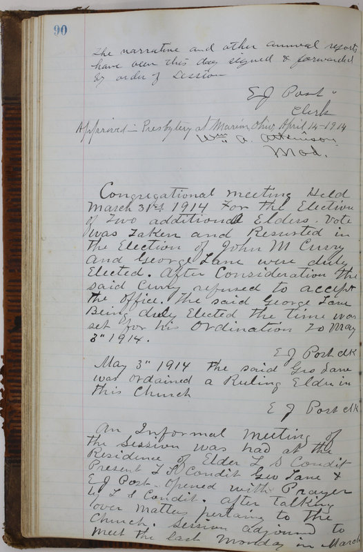 Sessional Records of the 1st Presbyterian Church of Trenton Delaware County Ohio 1873-1937 (p. 94)