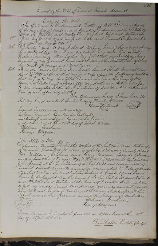 Delaware County Ohio Will Records Vol. 5 1869-1876 (p. 228)