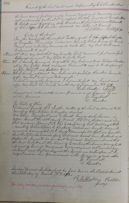 Delaware County Ohio Will Records Vol. 5 1869-1876 (p. 219)