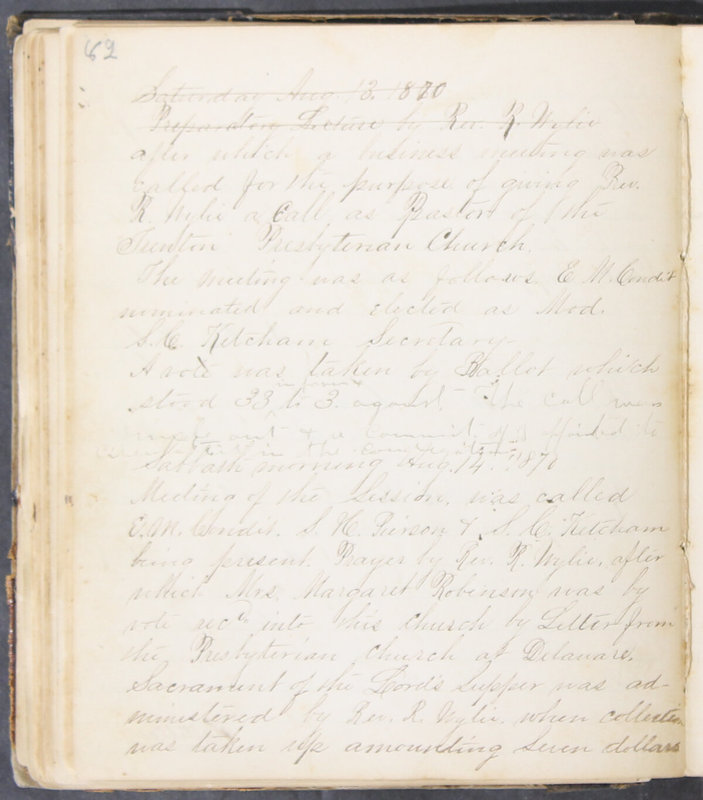 Sessional Records of the 1st Presbyterian Church of Trenton, Delaware Co., Ohio, 1831 (p. 88)