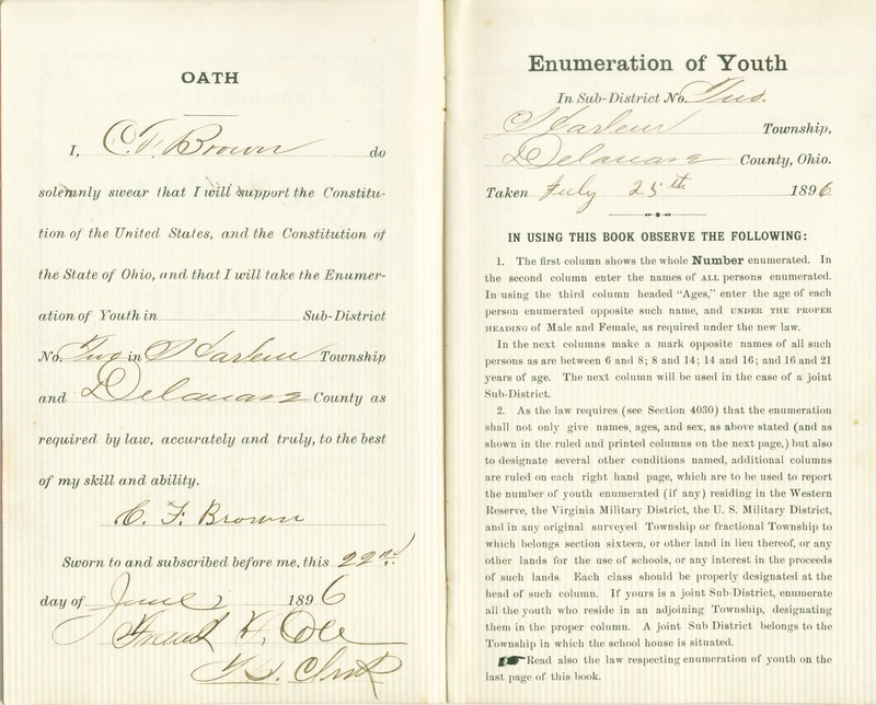 Harlem Township Enumeration of Youth Sub-District 2, July 25th, 1896 (p. 3)