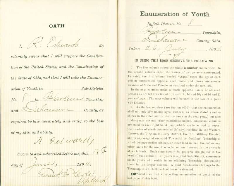 Harlem Township Enumeration of Youth Sub-District 8, July 26, 1894 (p. 3)