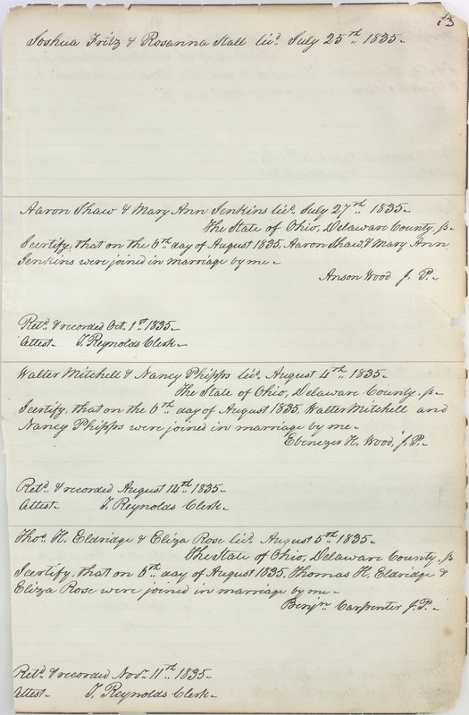 Marriage Records Vol.1 1835-1845 (p. 17)