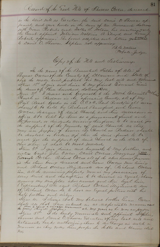 Delaware County Ohio Will Records Vol. 5 1869-1876 (p. 114)