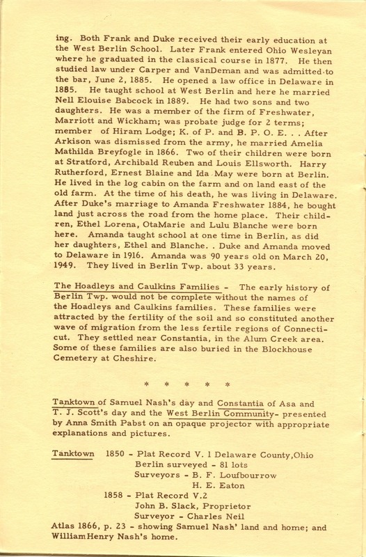 Berlin Township Program of the Delaware County Historical Society (p. 12)