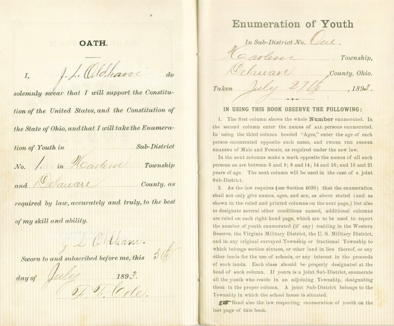 Harlem Township Enumeration of Youth Sub-District 1, July 27th, 1893 (p. 3)