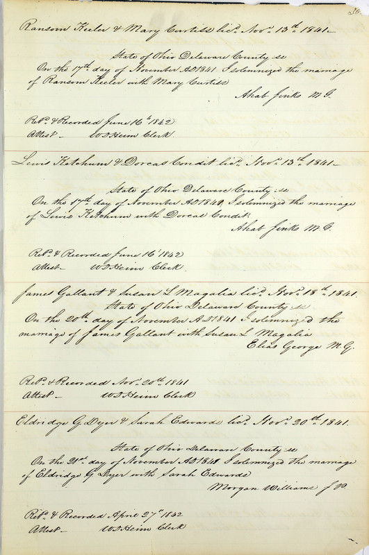 Marriage Records Vol.1 1835-1845 (p. 309)