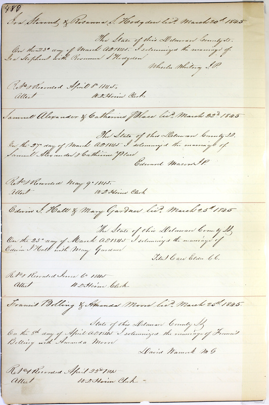 Marriage Records Vol.1 1835-1845 (p. 484)