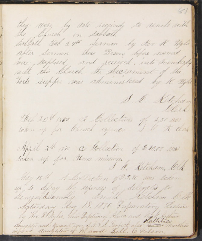 Sessional Records of the 1st Presbyterian Church of Trenton, Delaware Co., Ohio, 1831 (p. 87)