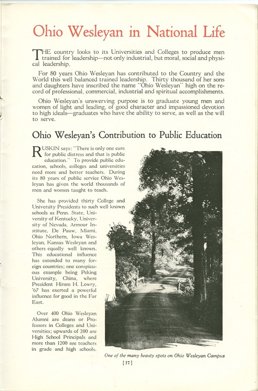 Ohio Wesleyan University: A Fountain of Good in the World (p. 21)