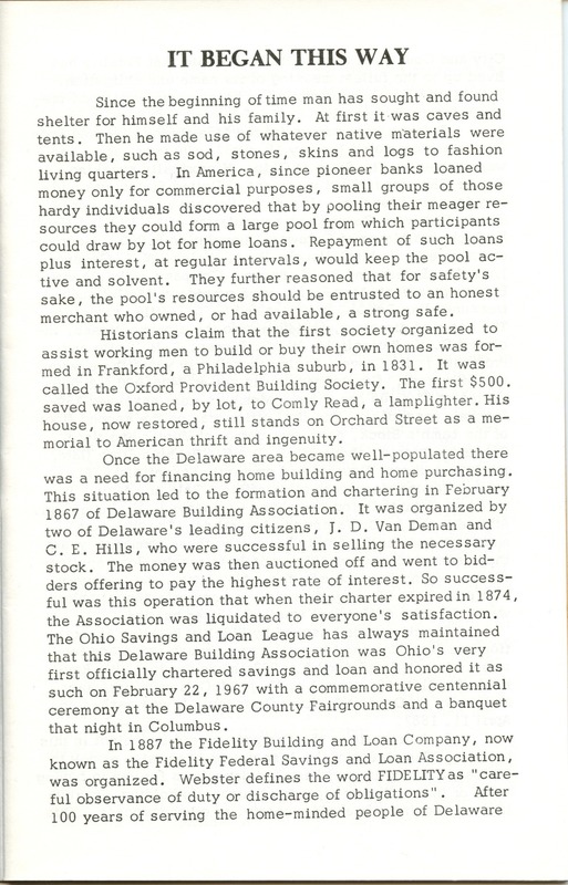 Fidelity Federal Savings and Loan Association 100 Years (p. 4)