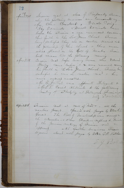 Sessional Records of the 1st Presbyterian Church of Trenton Delaware County Ohio 1873-1937 (p. 76)