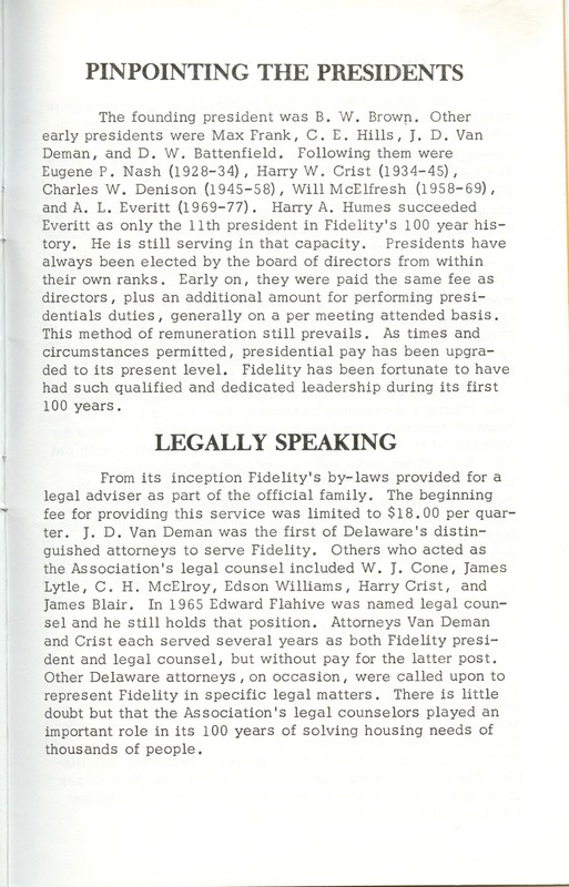 Fidelity Federal Savings and Loan Association 100 Years (p. 28)