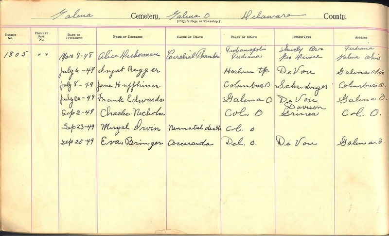 Cemetery Record Galena and Berkshire Cemetery (p. 31)