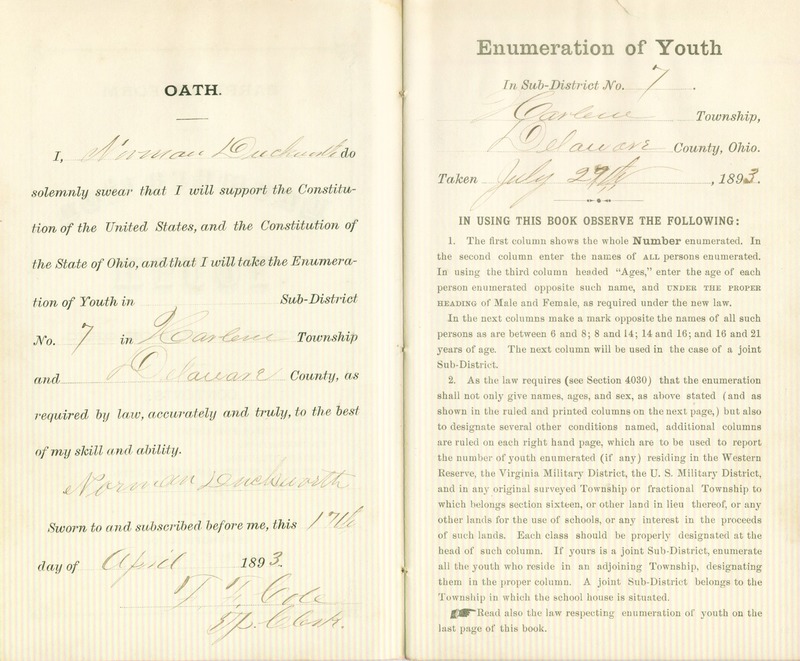 Harlem Township Enumeration of Youth Sub-District 7, July 29, 1893 (p. 3)