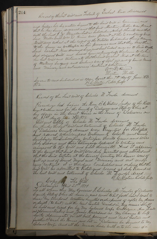 Delaware County Ohio Will Records Vol. 5 1869-1876 (p. 247)