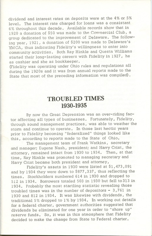 Fidelity Federal Savings and Loan Association 100 Years (p. 10)