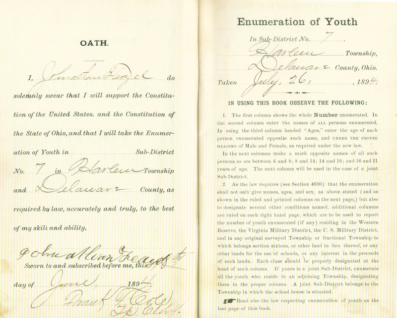 Harlem Township Enumeration of Youth Sub-District 7, July 26, 1894 (p. 3)