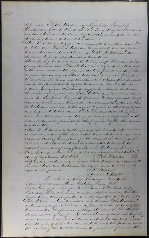 Delaware County Ohio Will Records Vol. 3 1850-1859 (p. 98)