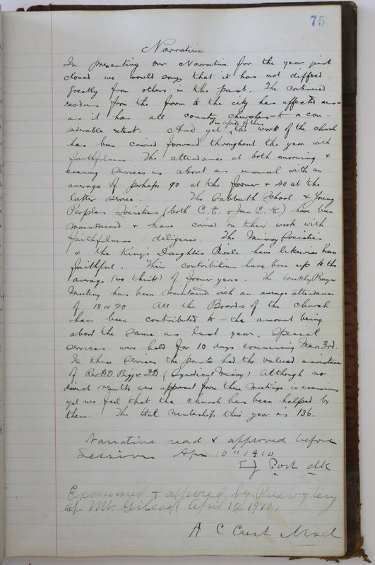 Sessional Records of the 1st Presbyterian Church of Trenton Delaware County Ohio 1873-1937 (p. 79)